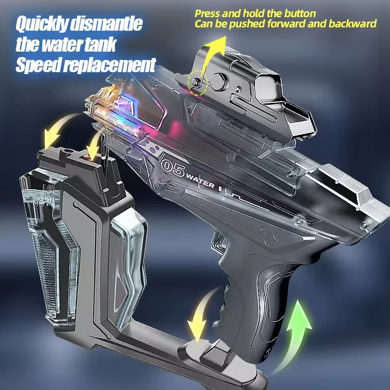 Linkage Transparent Electric Water Gun - LED Glow Automatic Water Blaster, 10M Range, Summer Pool Toy
