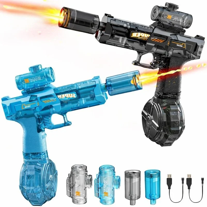 Third-Gen Ice Mouse Spitfire Automatic Water Gun - Electric Blaster with Continuous Firing, 500mAh Battery, Blue