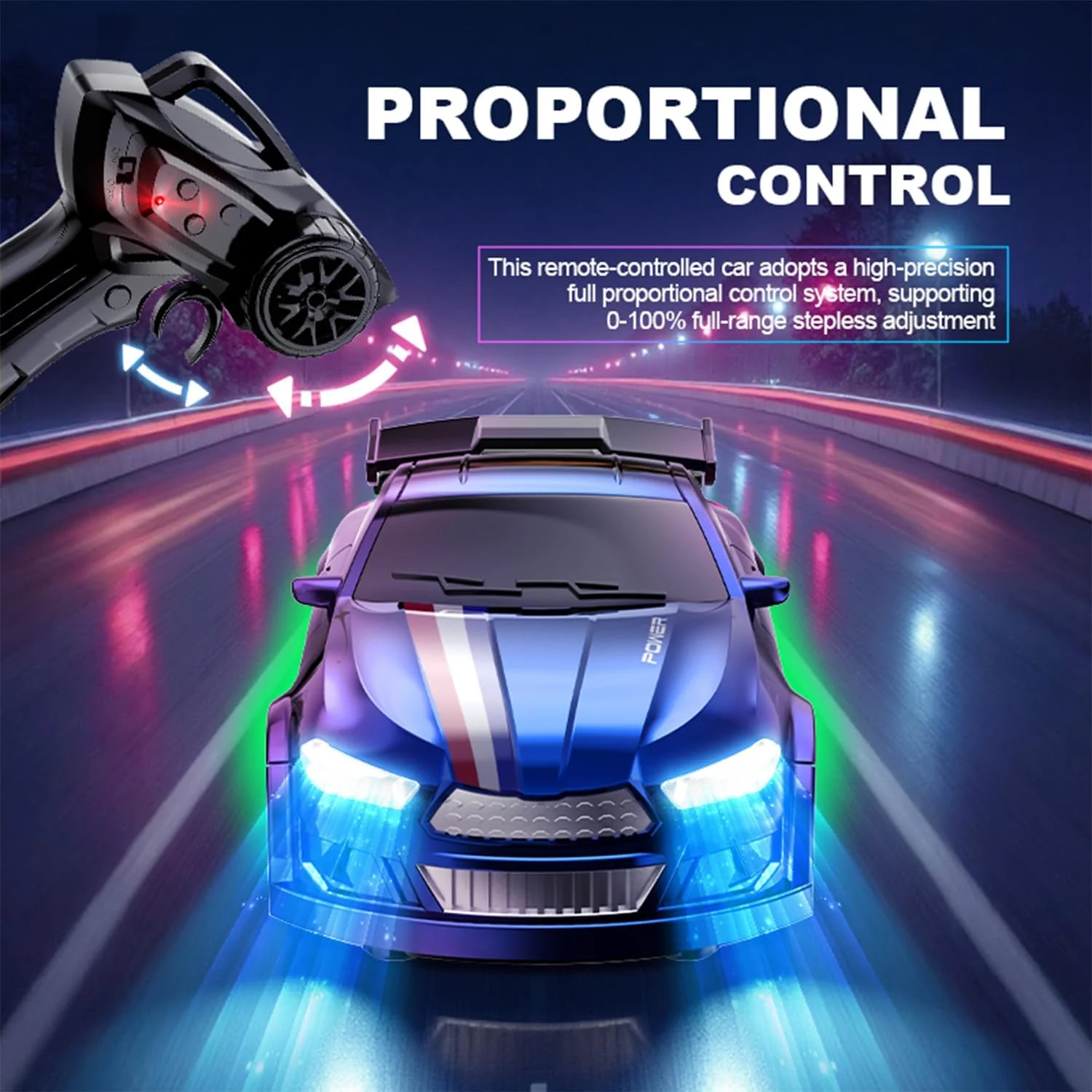 1:64 Pro Desktop Drift Racing Car - Mini RC Drift Car with Proportional Control, Type-C Charging, Collectible Toy - KT211467 view 2