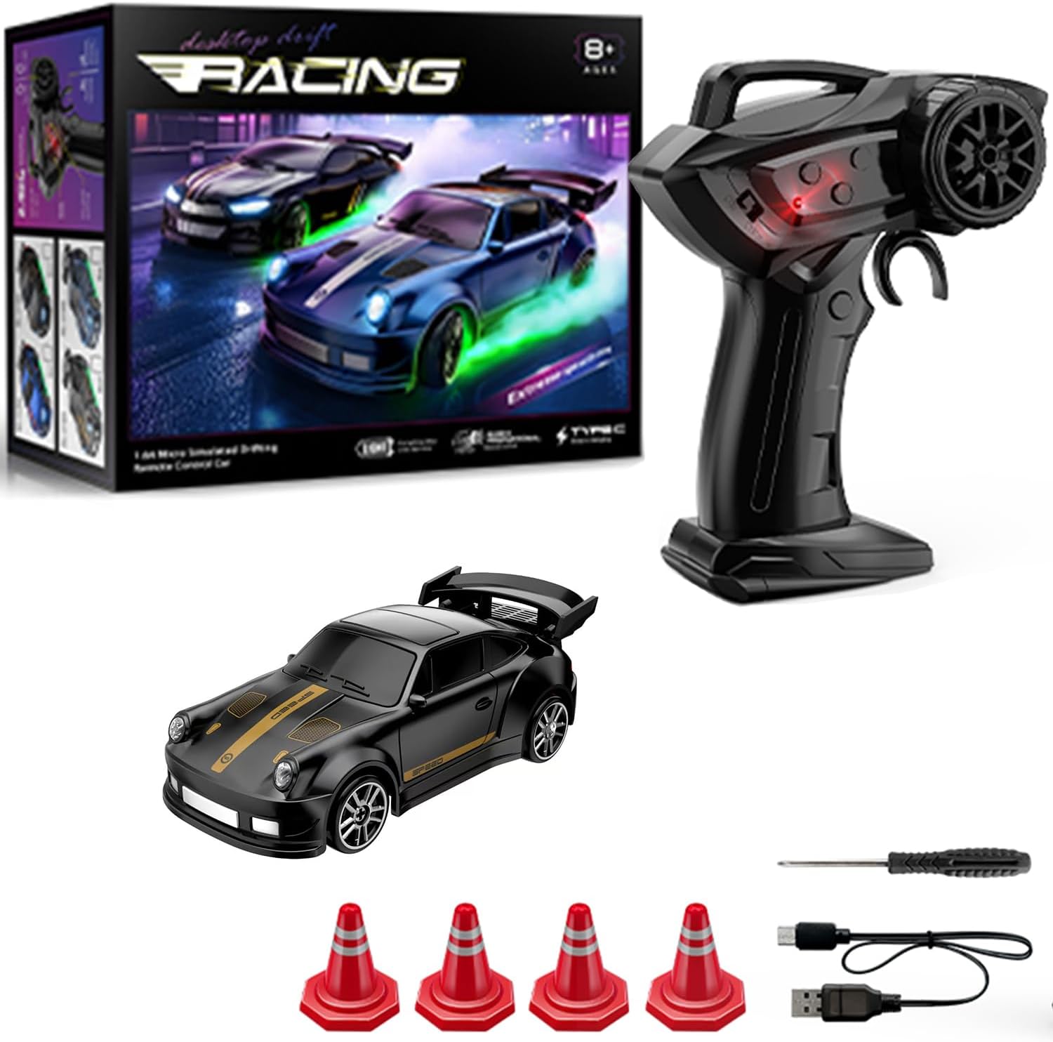(Electricity included) 1:64 full scale desktop drift racing single remote