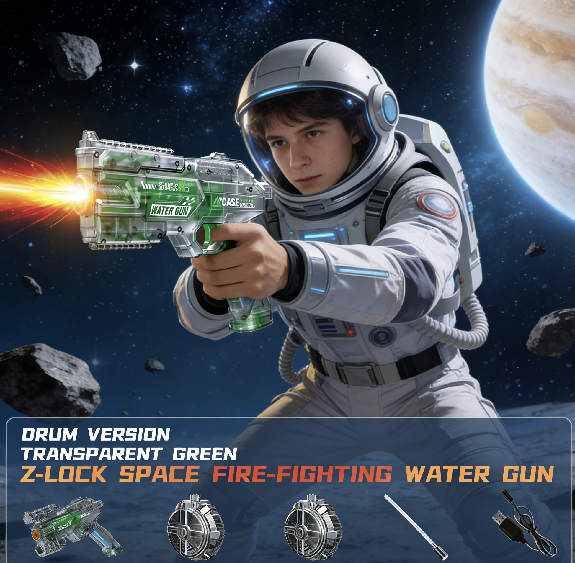 Space spitfire fully automatic drum plate water gun