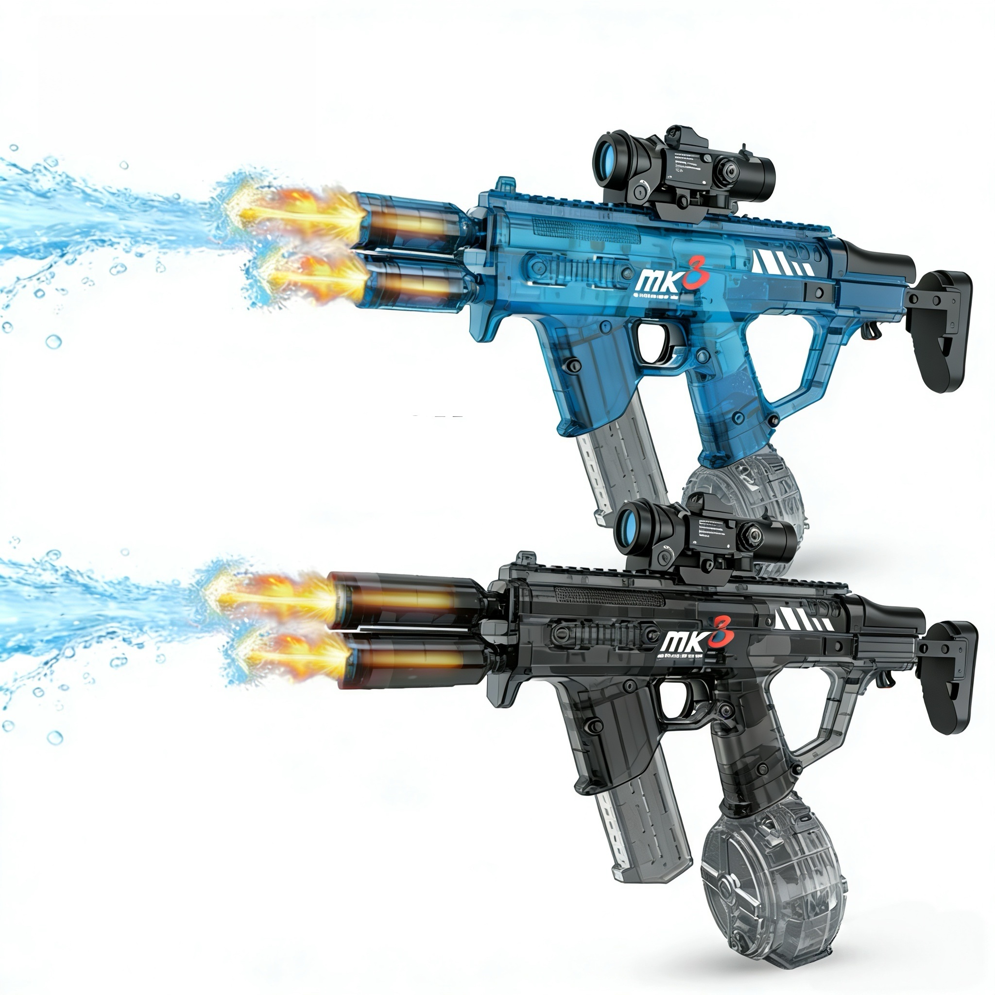 Mk3 dual nozzle electric water gun with flame suppressor