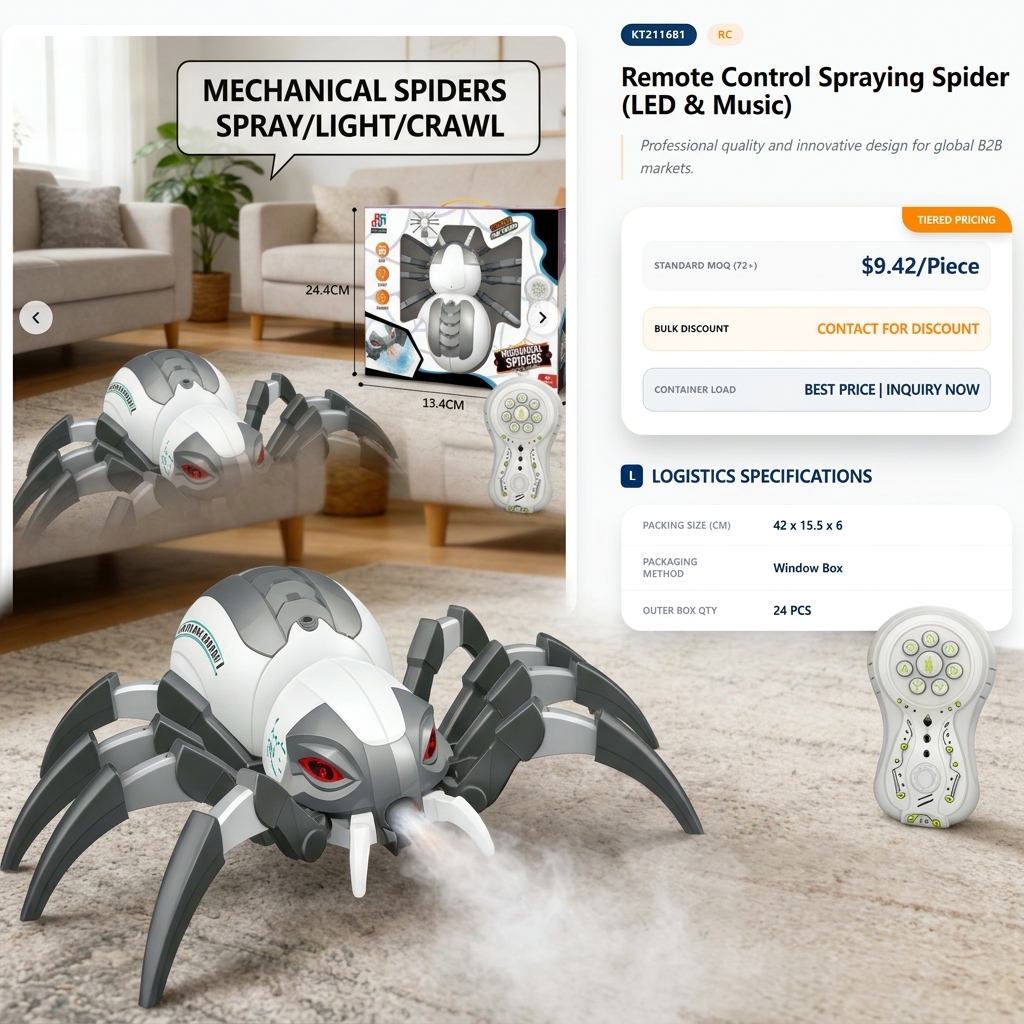 Remote Control Spraying Spider (LED & Music)