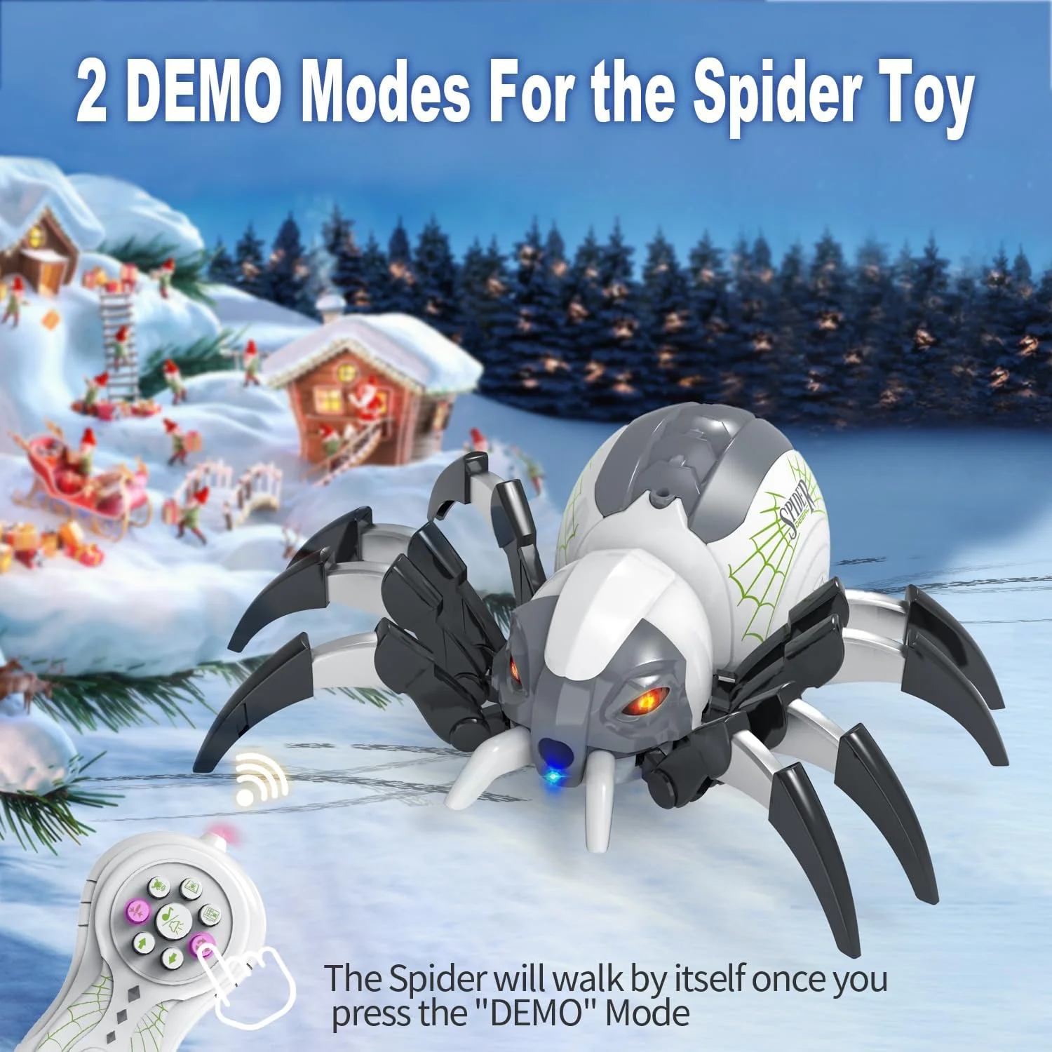 Remote Control Spraying Spider Toy - LED Light Music RC Spider with Water Mist, Halloween Novelty Gift - KT211681 view 8